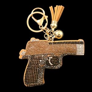 Rhinestone Gun Bag Charm Keychain with Tassel